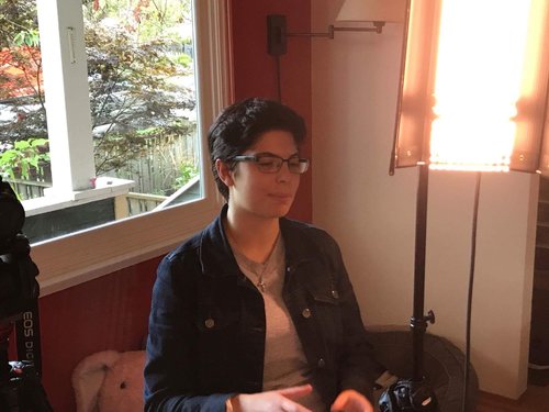 Melissa preparing to conduct the interview